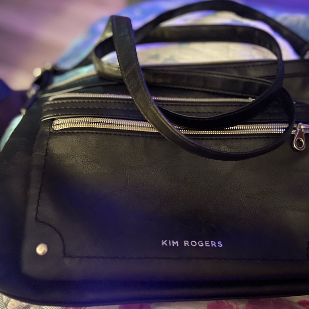 Kim Rogers Elegant Black Shoulder Bag with Silver Details